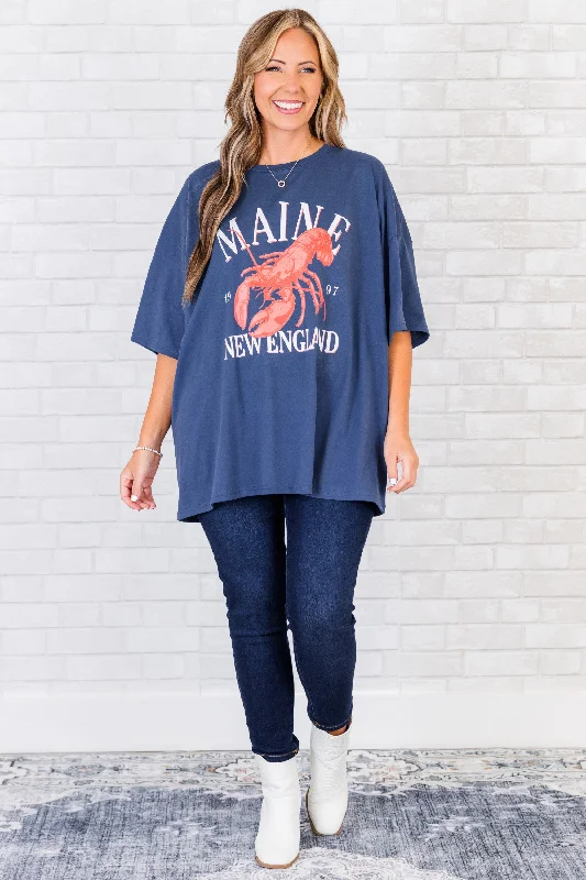 Coastal Summer Boyfriend Tee, Navy