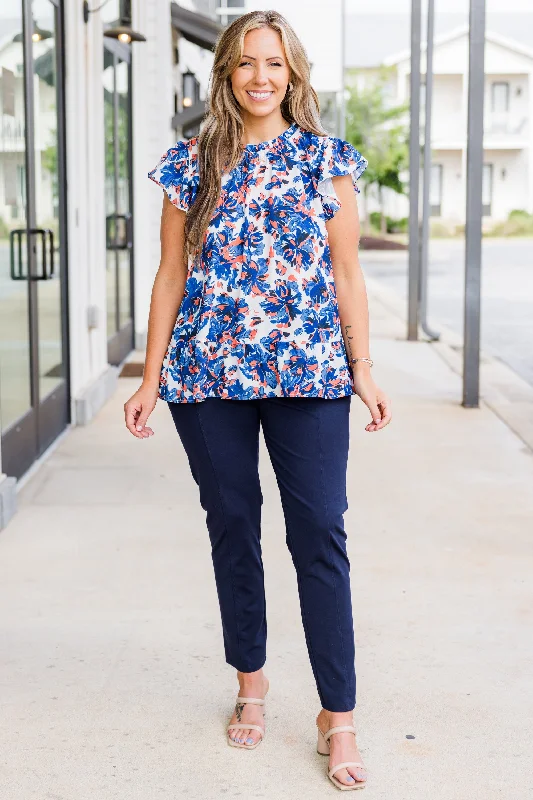 Dancing In A Field Of Flowers Top, Navy