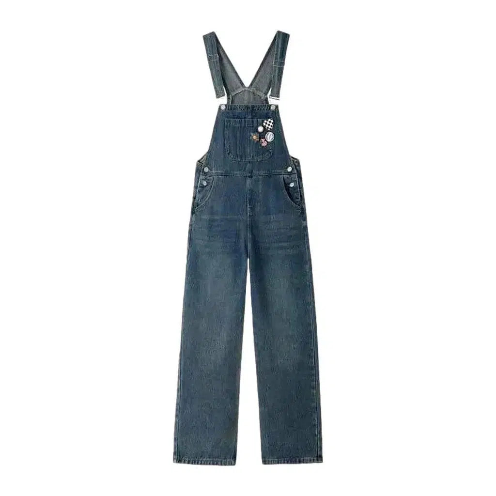 Embellished women's jean dungaree