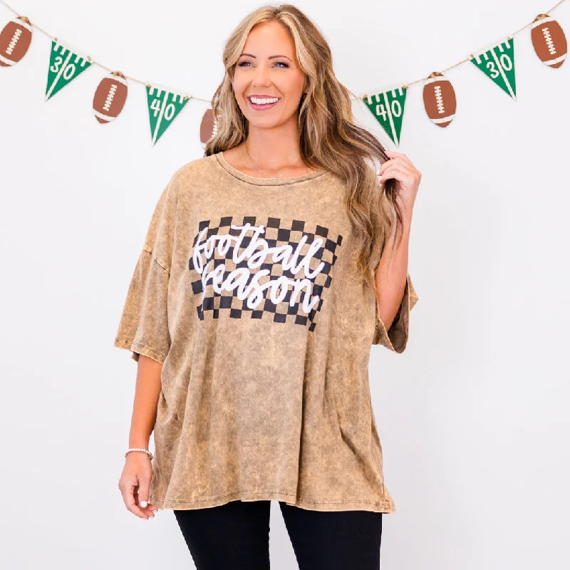 Favorite Time Of Year Acid Wash Boyfriend Tee, Mocha