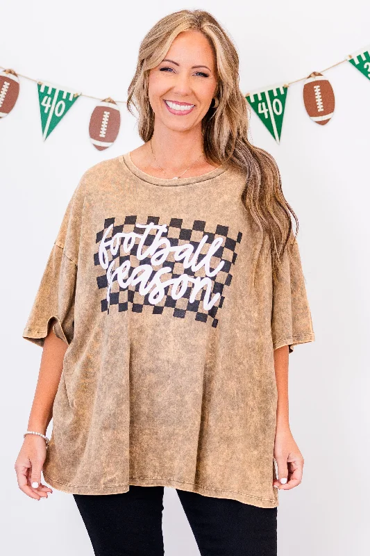 Favorite Time Of Year Acid Wash Boyfriend Tee, Mocha