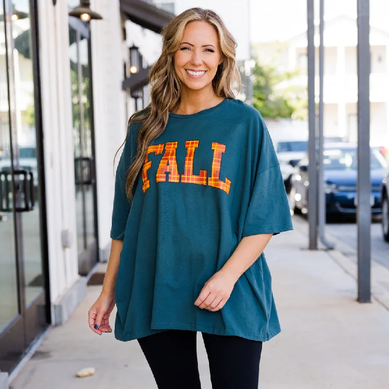 Feeling Like Fall Boyfriend Tee, Peacock