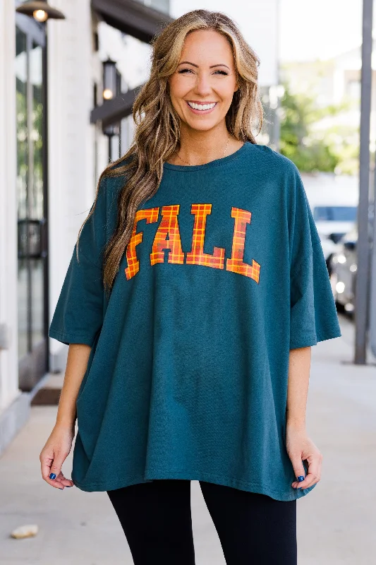 Feeling Like Fall Boyfriend Tee, Peacock