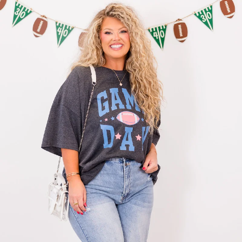 Game Days Are For The Girls Boyfriend Tee, Charcoal