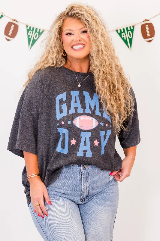 Game Days Are For The Girls Boyfriend Tee, Charcoal