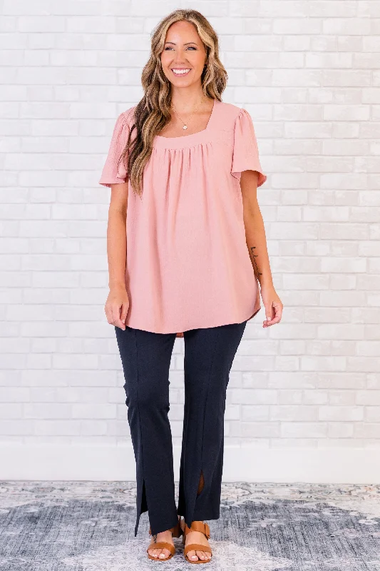 I See You All Over Me Top, Dusty Rose