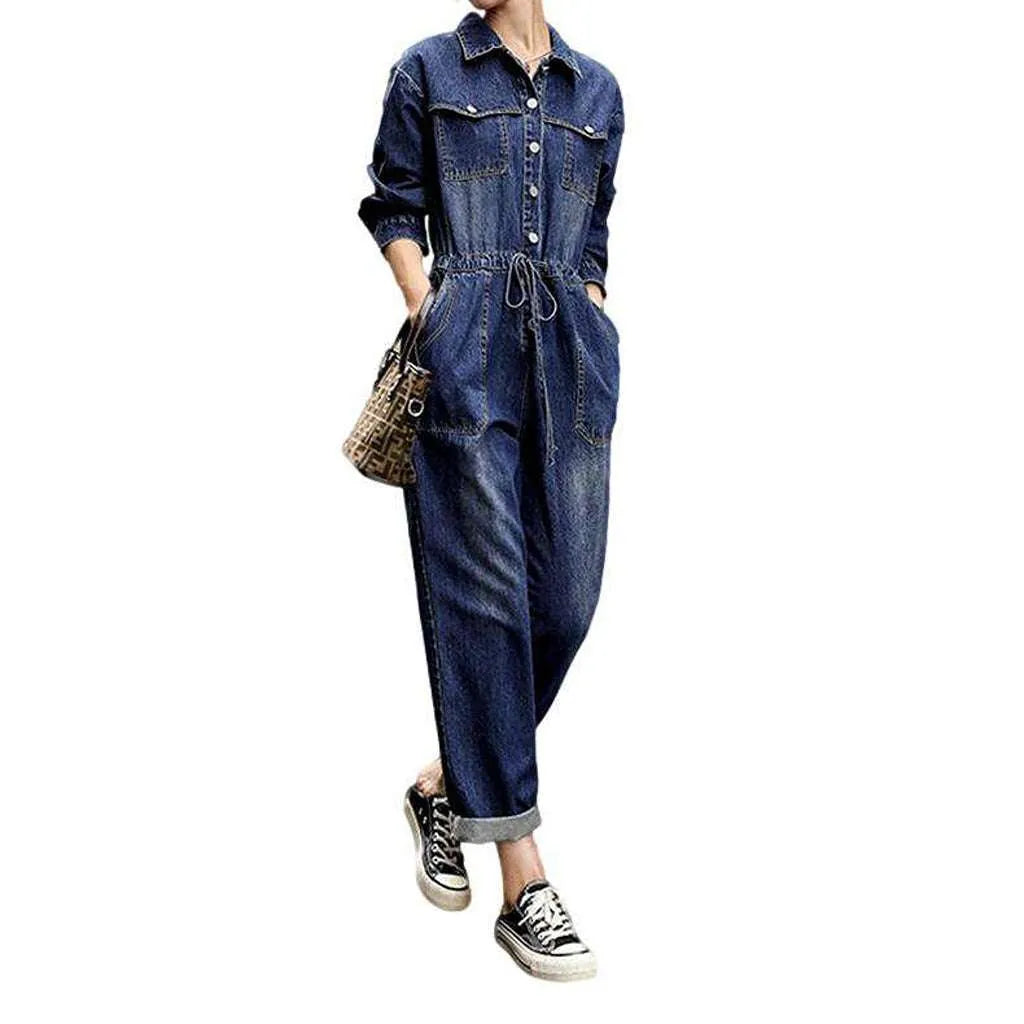 Oversized women's jeans jumpsuit