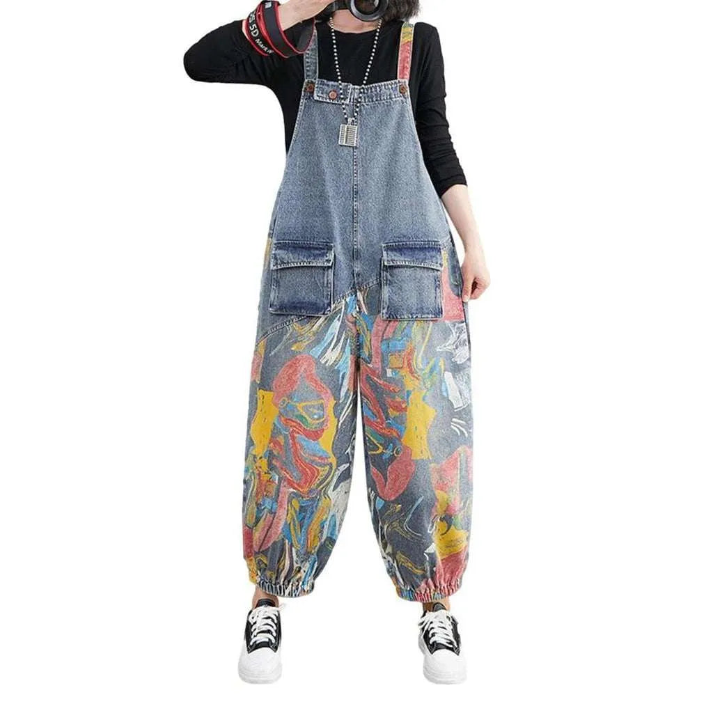 Painted y2k jean overall for women