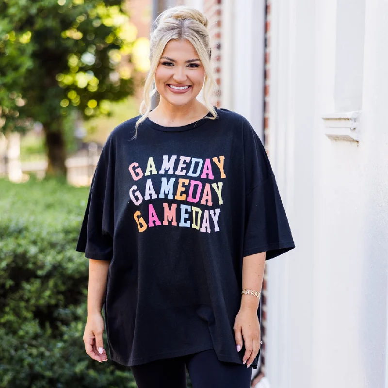 Saturdays Are For The Girls Boyfriend Tee, Black