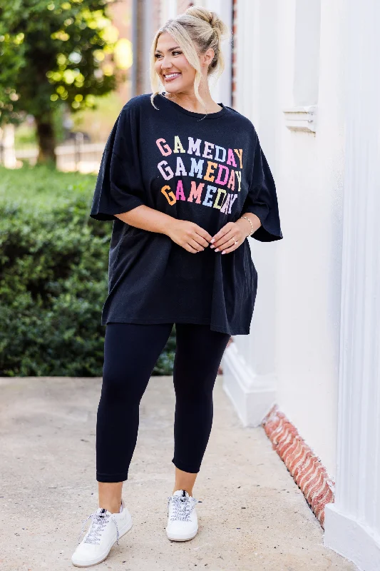 Saturdays Are For The Girls Boyfriend Tee, Black