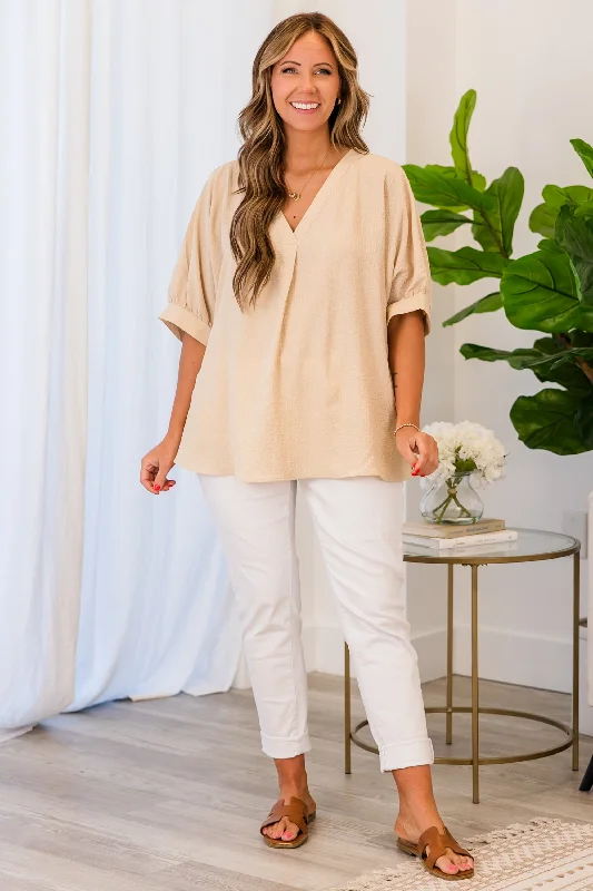 Social Scene Top, Taupe