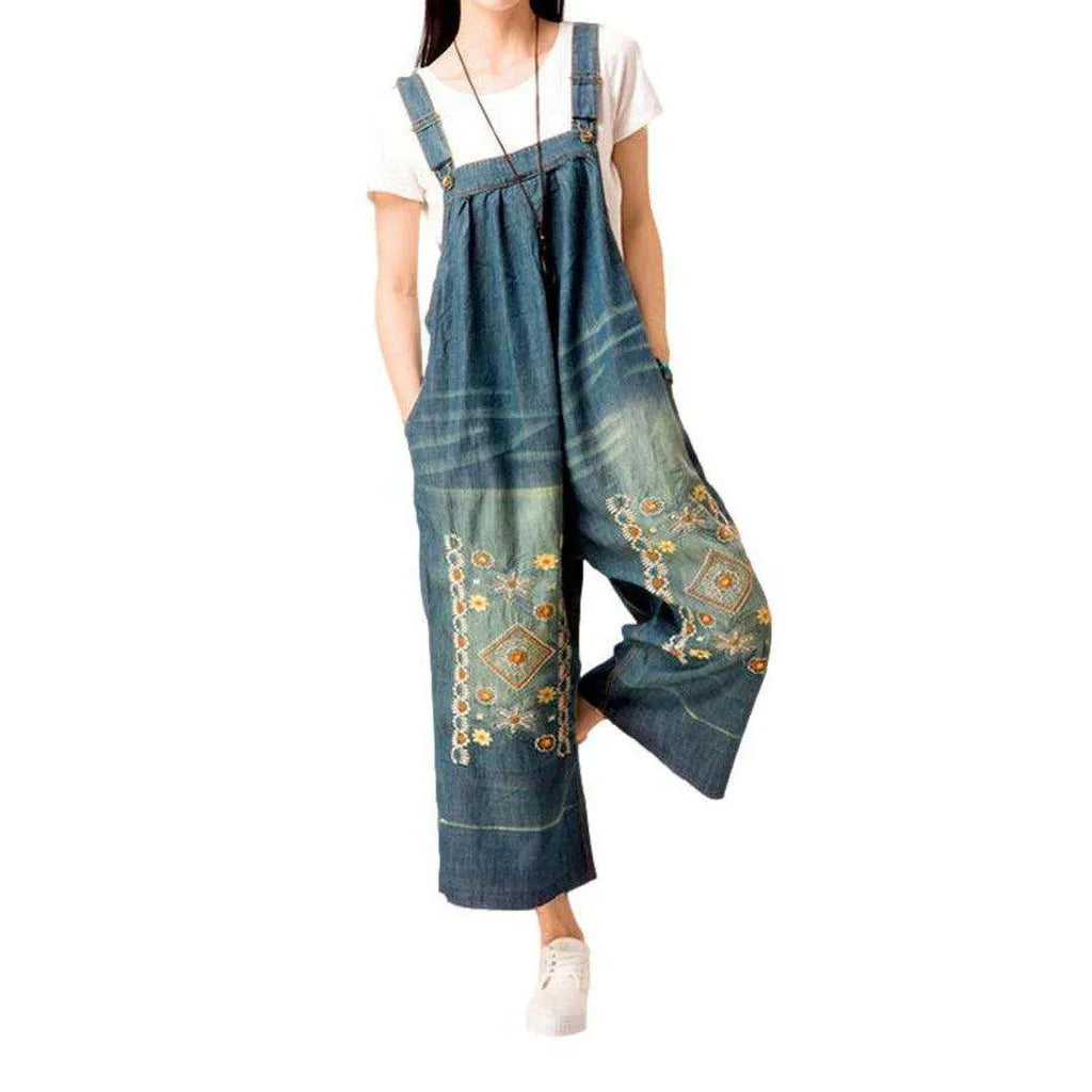 Street women's denim embroidered overall