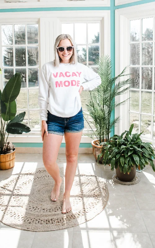 Vacay Mode Sweatshirt -White** - Final Sale