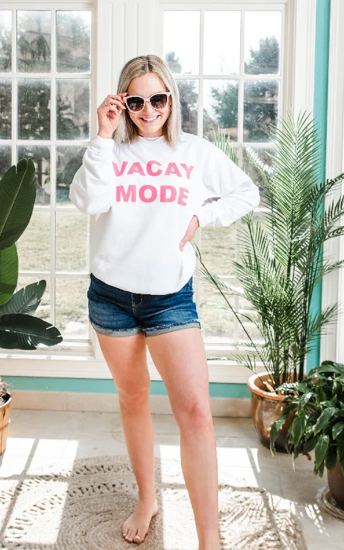 Vacay Mode Sweatshirt -White** - Final Sale