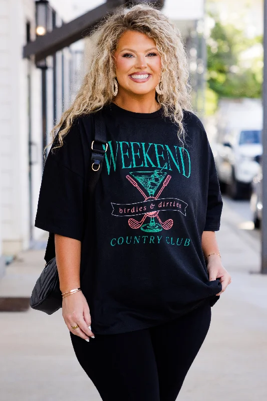 Weekend Club Boyfriend Tee, Black