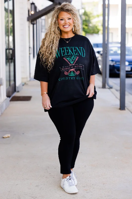 Weekend Club Boyfriend Tee, Black