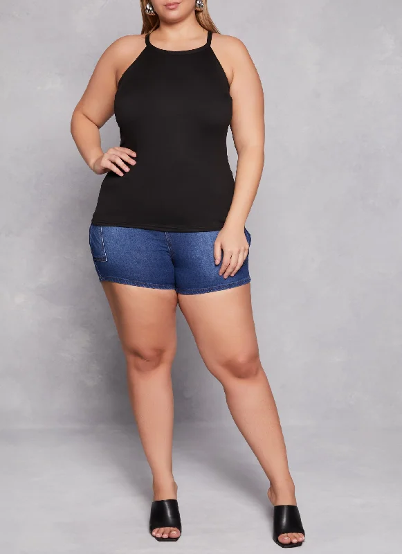 Plus Size Basic High Neck Cami