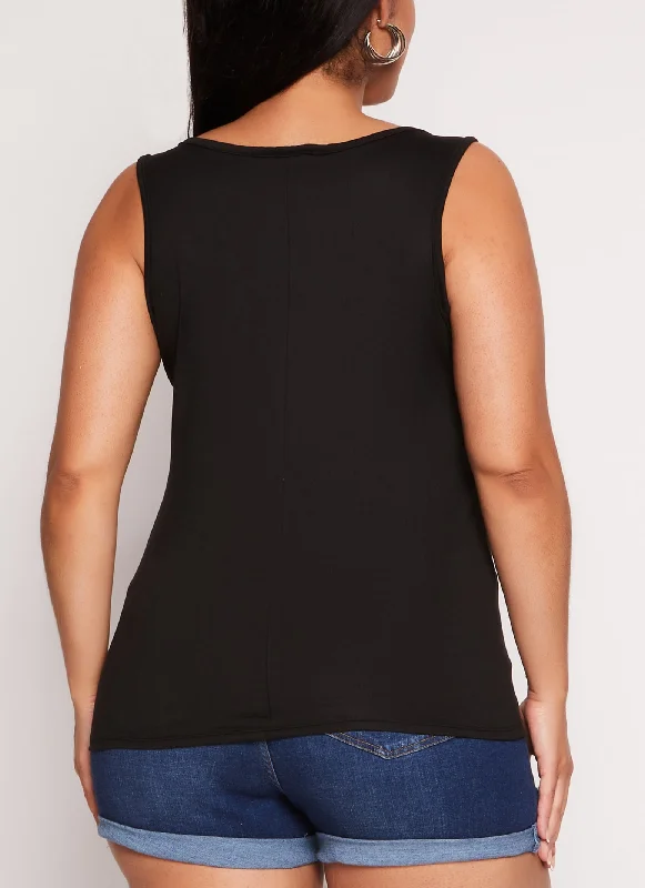 Plus Size Basic Notch Neck Tank Top