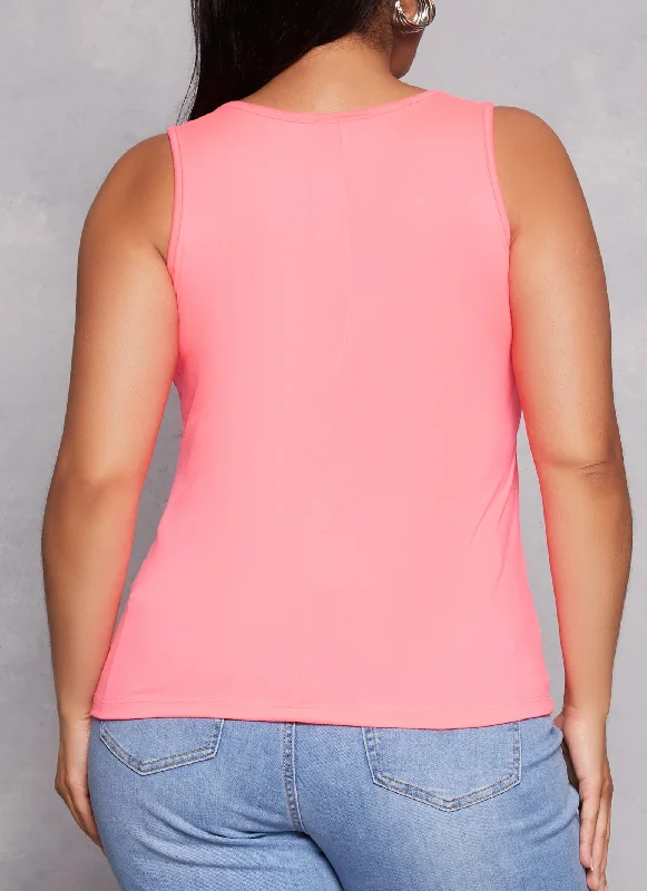 Plus Size Basic Notch Neck Tank Top