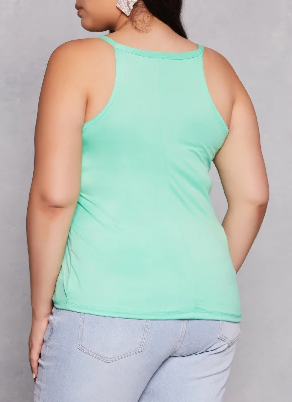 Plus Size Basic High Neck Cami