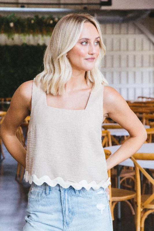 Josephine Square Neck Crop Top, Oatmeal