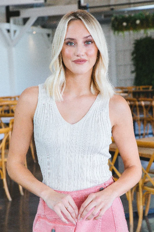 June  Rib Knit Tank, Oatmeal