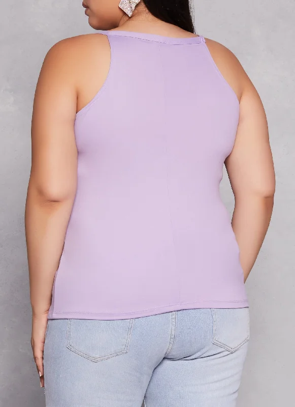 Plus Size Basic High Neck Cami