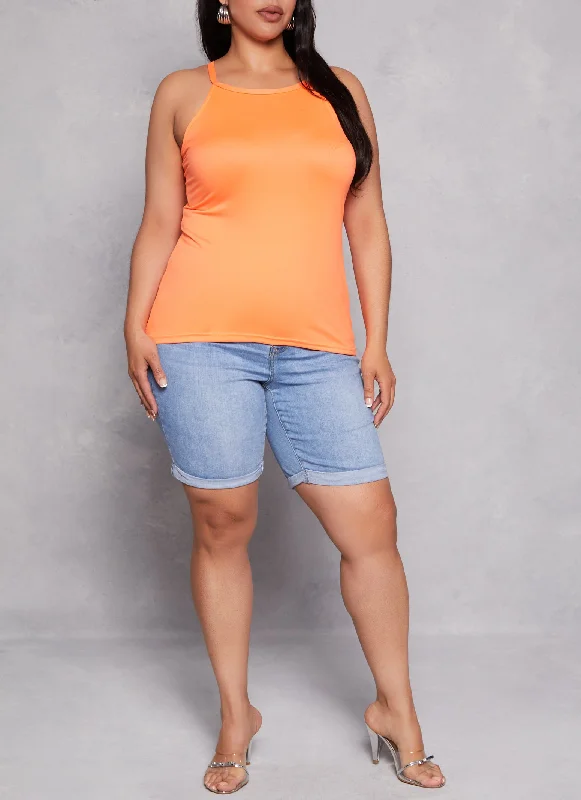 Plus Size Basic High Neck Cami