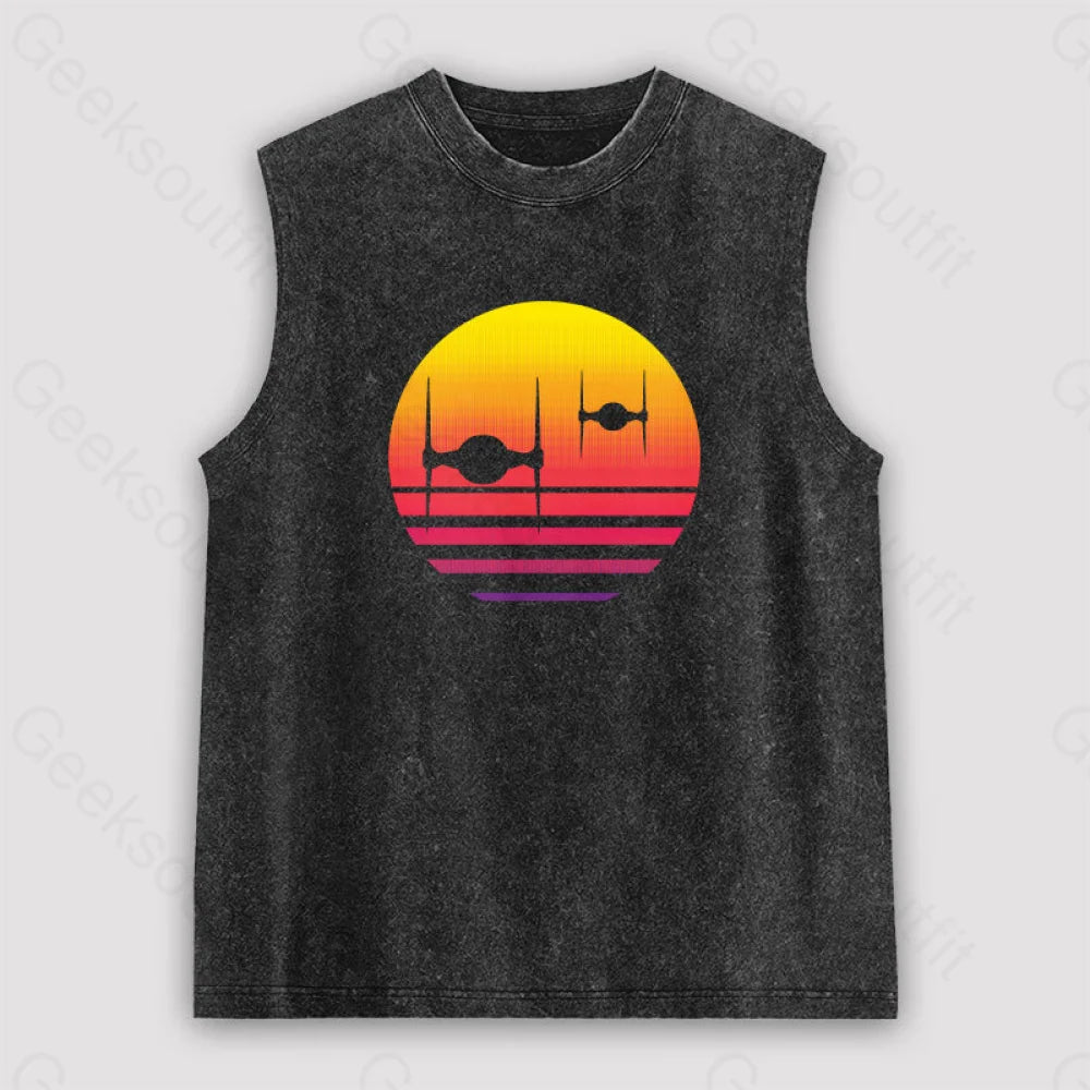 Tie Fighter Sunset Unisex Washed Tank