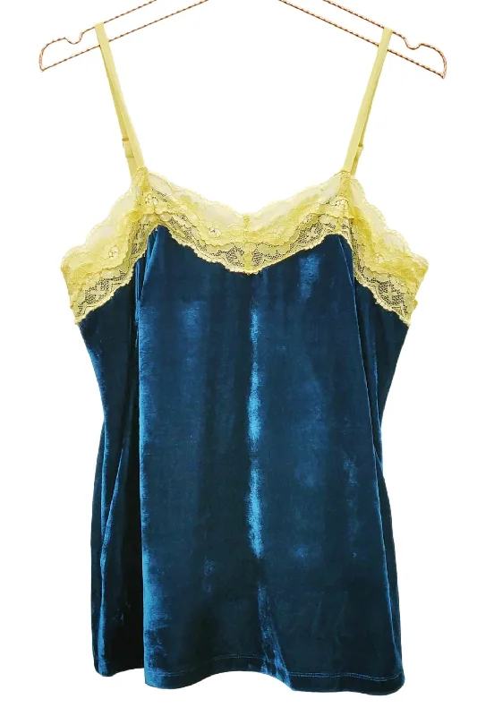 Velvet Dreams Tank Top In Teal Blue