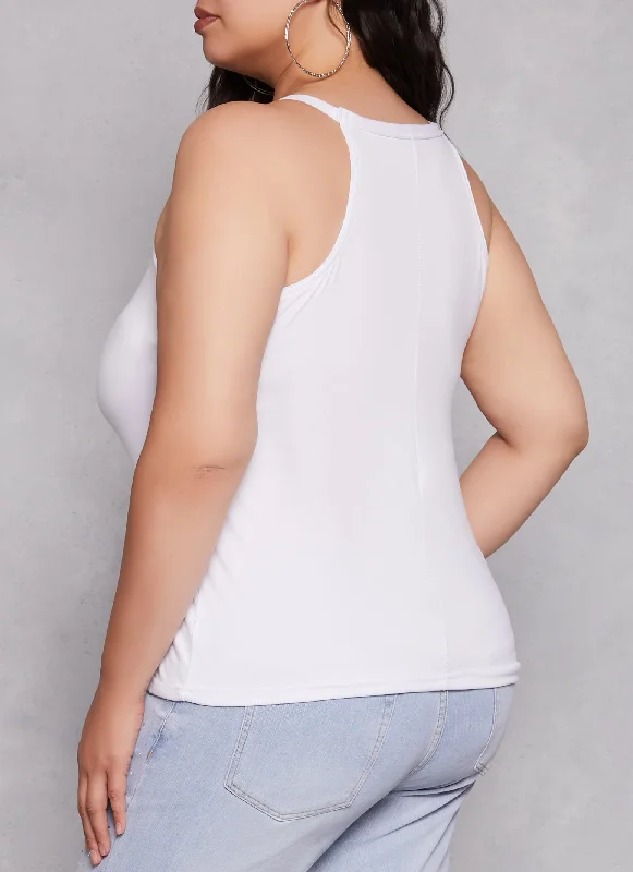 Plus Size Basic High Neck Cami