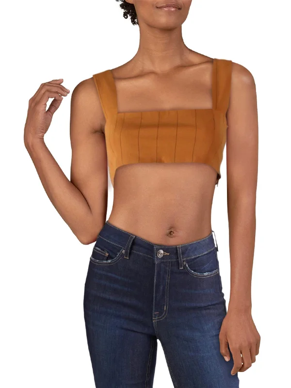 Womens Cropped Pinstriped Tank Top