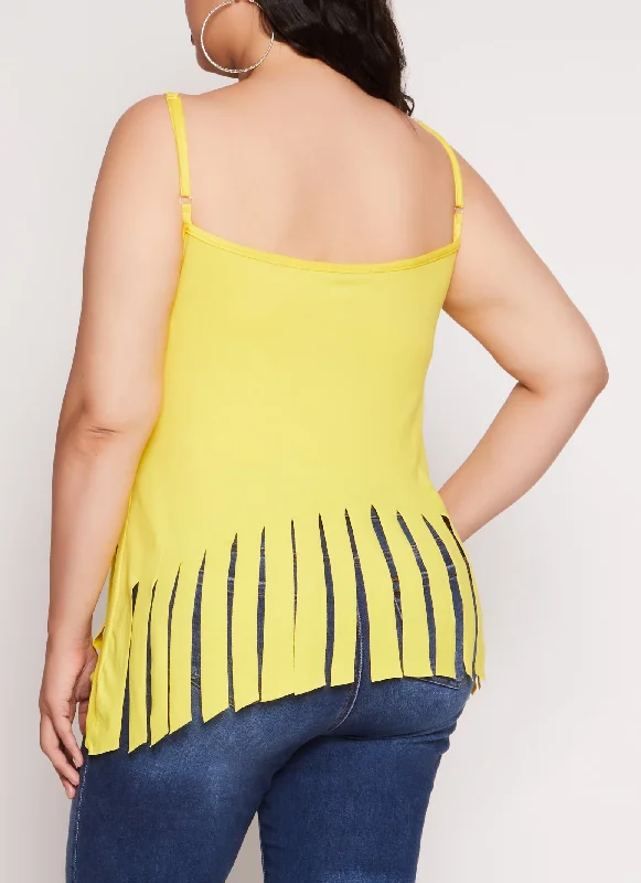 Plus Size V Neck Fringe Hem Cami