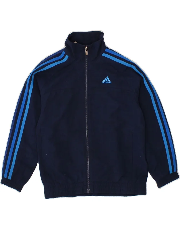 Designer Men's OvercoatsADIDAS Boys Climalite Tracksuit Top Jacket 7-8 Years Navy Blue Polyester
