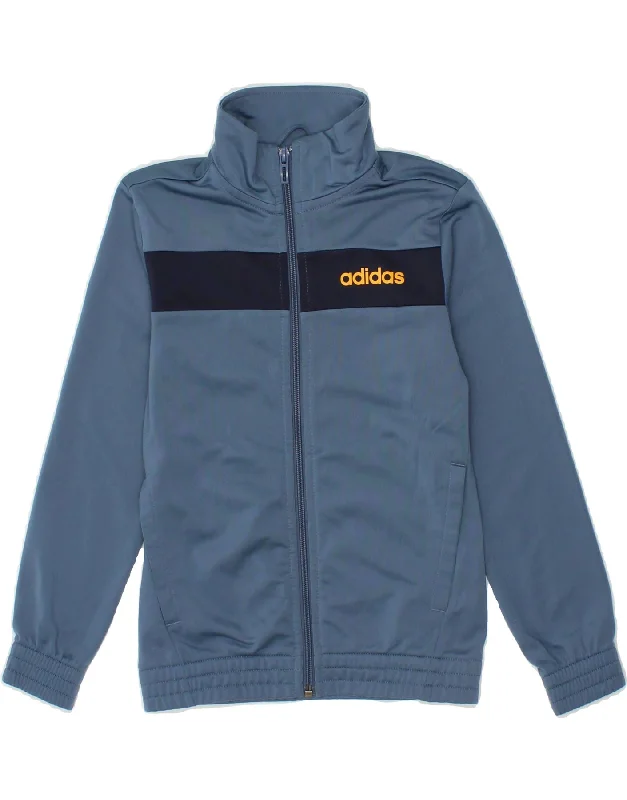 Men's Coats for Mild WeatherADIDAS Boys Graphic Tracksuit Top Jacket 7-8 Years Blue Colourblock