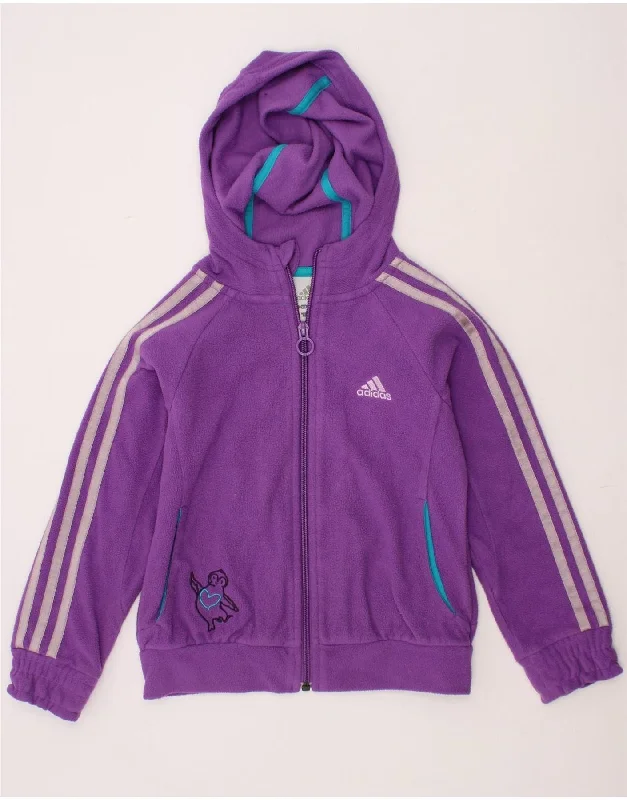 Men's Coats with LiningADIDAS Girls Graphic Hooded Fleece Jacket 4-5 Years Purple Polyester