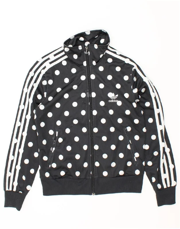 Men's Coats with Patchwork DesignsADIDAS Girls Graphic Tracksuit Top Jacket 15-16 Years Black Polka Dot