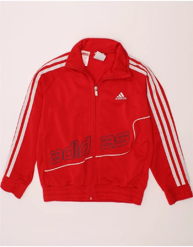 Men's Coats with Vintage StyleADIDAS Girls Graphic Tracksuit Top Jacket 7-8 Years Red Polyester
