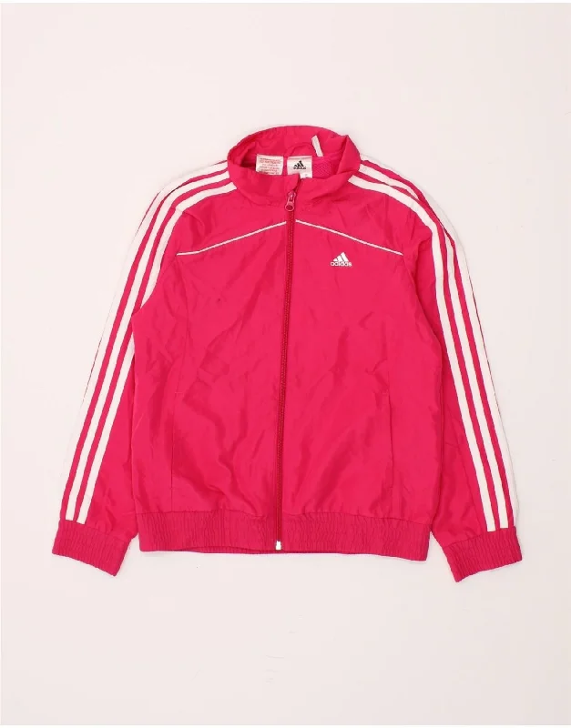 Men's Coats with Hand WarmersADIDAS Girls Tracksuit Top Jacket 9-10 Years Pink Polyester