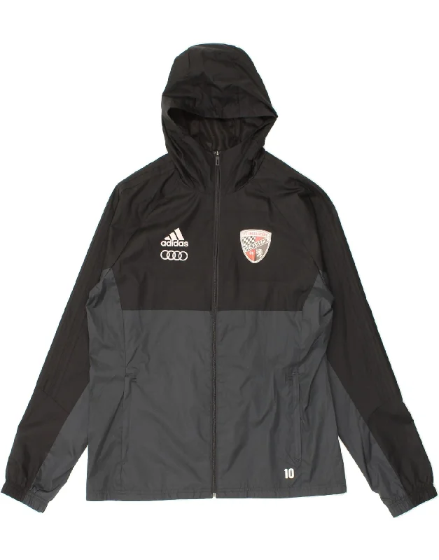 Men's Coats for Formal EventsADIDAS Mens Graphic Hooded Rain Jacket UK 38 Medium Black Colourblock