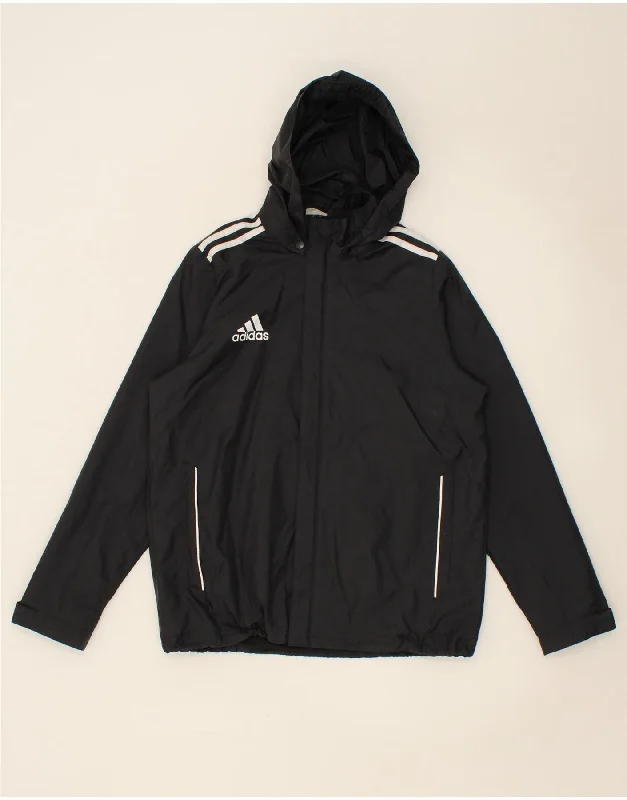 Men's Coats with Embroidered DetailsADIDAS Mens Hooded Rain Jacket UK 38 Medium Black