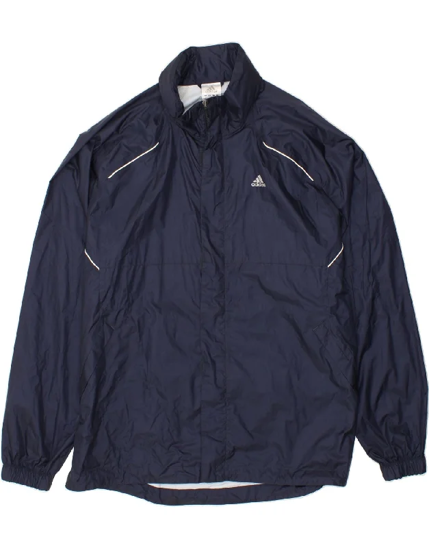 Men's Coats with Breathable FabricADIDAS Mens Rain Jacket UK 42 XL Navy Blue Polyamide