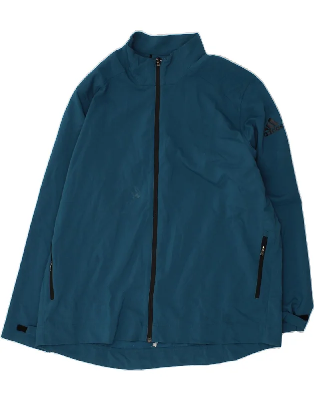 Men's Coats with Relaxed FitsADIDAS Mens Rain Jacket UK 44 2XL Blue Polyester