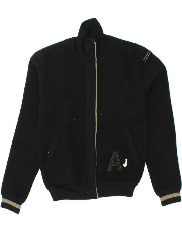 Stylish Men's Biker JacketsARMANI JEANS Mens Bomber Jacket UK 38 Medium Black Virgin Wool