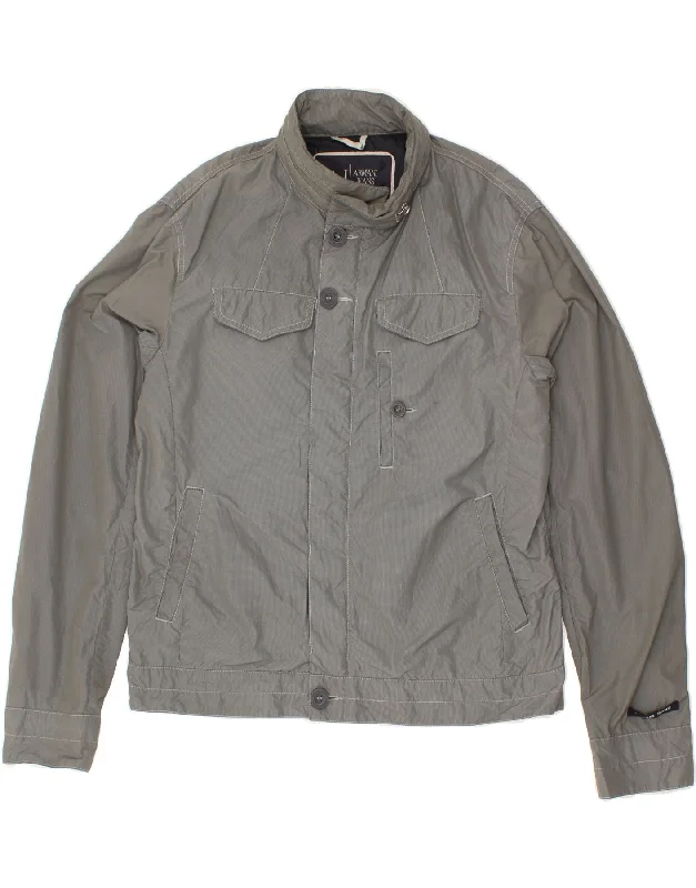 Men's Coats for BikingARMANI JEANS Mens Hooded Rain Jacket EU 56 3XL Grey Polyamide