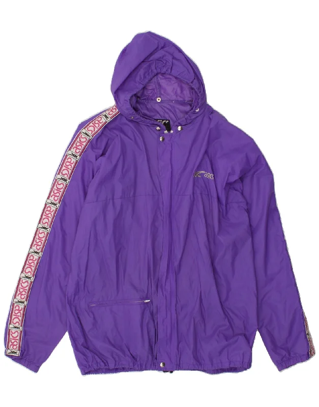 Men's Coats with Chest PocketsASICS Mens Graphic Hooded Rain Jacket UK 42 XL Purple Polyamide