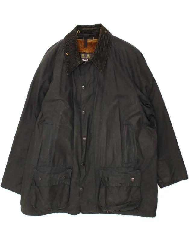 Winter-Ready Men's CoatsBARBOUR Mens Waxed Cotton Jacket IT 50 Large Black Cotton