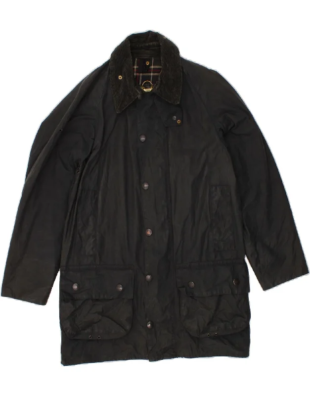 Men's Coats with Adjustable HemsBARBOUR Mens Waxed Cotton Jacket UK 38 Medium Black