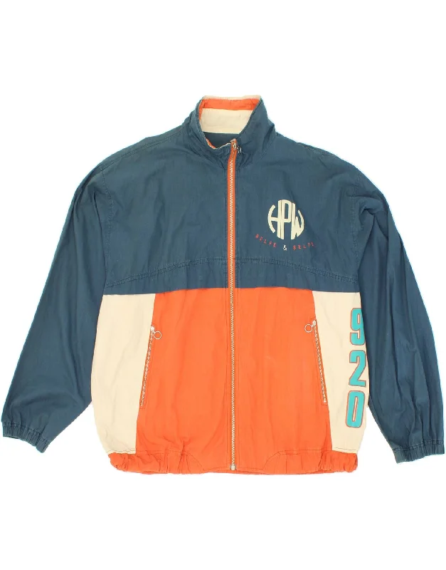 Men's Coats with HoodsBELFE & BELFE Mens Graphic Bomber Jacket IT 54 2XL Blue Colourblock Cotton