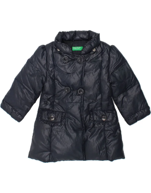 Trendy Men's Anorak JacketsBENETTON Baby Girls Padded Jacket 12-18 Months Navy Blue Polyester